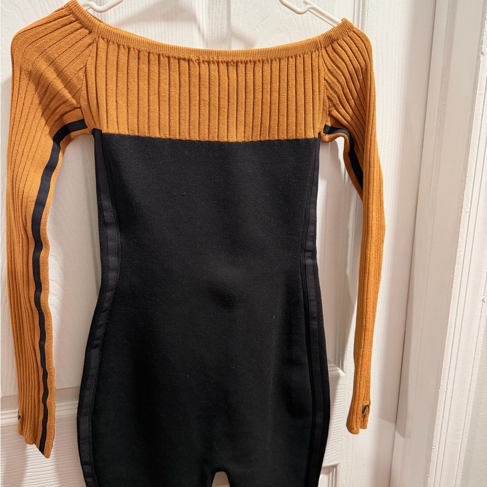 adidas x IVY PARK Ribbed Two-Tone Sweater in Black and Rust - Picture 3 of 4